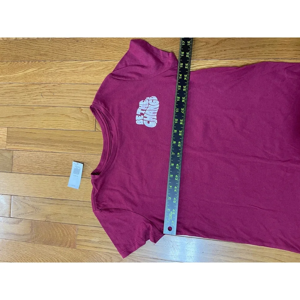 Old Navy Kids Girls Be The Change Butterfly Graphic T-Shirt Burgundy Large 10-12